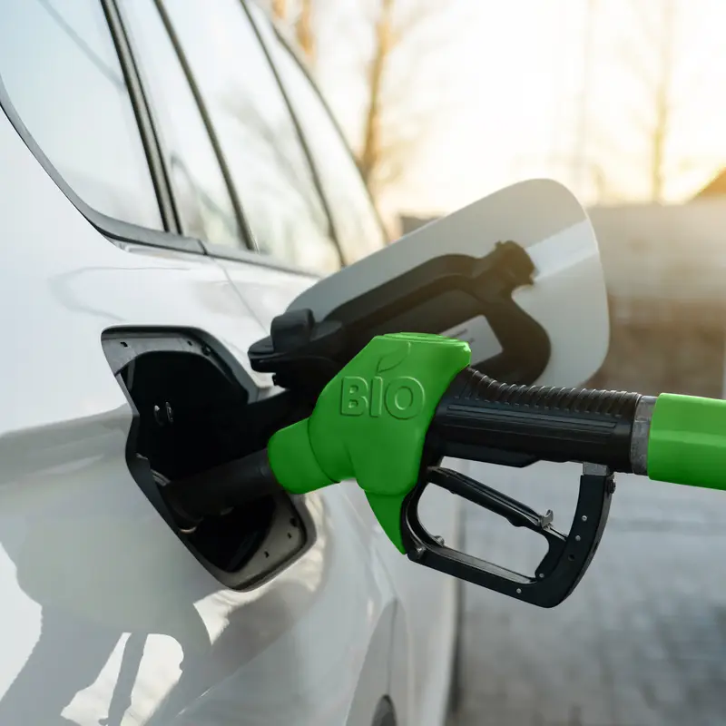 Biodiesel fuel nozzle in use — identical to a standard diesel nozzle